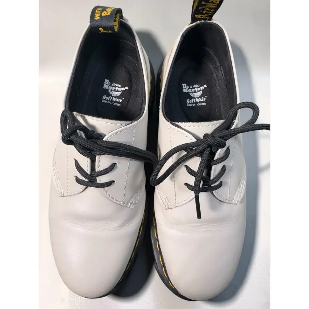 Dr. Martens Audrick 3-Eye Platform Oxfords Women’s 9 Cream Leather Shoes